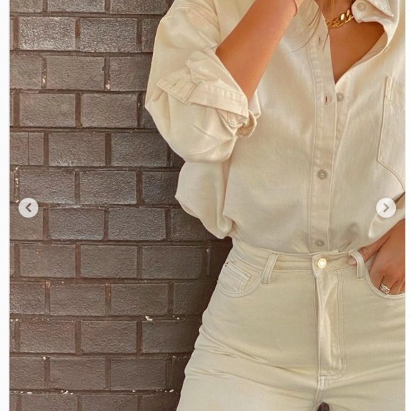 WeWoreWhat The Icon Jean in Camp Cream White, Size 26 - Picture 5 of 6